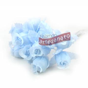 Foto Mini Rosa Azul Claro Com Folha Azul Clara - 144 Un
